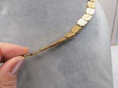 Antique 12k Yellow Gold Silver Book Sandwich Reversible Chain 18″ Necklace #110