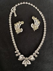 Weiss Necklace Earrings Brilliant Round Smoky Rhinestone Vintage Jewelry