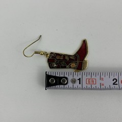 Cloisonné Red Cowboy Boots Drop Dangle Enamel Earrings Cowgirl Chic Vintage