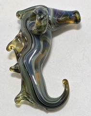 Vintage Swirled Art Blown Glass Seahorse Pendant Jewelry 1-3/4” X 1-1/4”