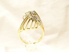 Vintage Unique Mid Century Modern 14 K Gold Diamond Twisted Column Sz 6 Ring RDW