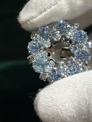 Vintage WEISS Blue Rhinestone Brooch & Clip Earrings Married Set Signed 1950s