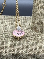 Vintage Juicy Couture Cupcake Enamel Crystal 19” Necklace New