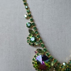 Vintage Juliana Necklace Watermelon Rivoli Rhinestone Tassel Please READ