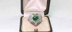 2Ct Art Deco Style Heart Cut Lab-Created Emerald Wedding 14K White Gold FN Ring