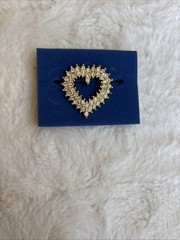 Vintage 1970s Goldtone Heart Rhinestones 1.2″ Brooch Mother’s Day/birthday