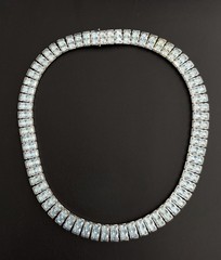 Art Deco Style Ice Blue Rhinestone Choker Collar Necklace Princess Cut VTG 14.5”