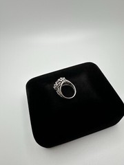 Vintage Ornate Purple Sapphire Sterling Silver Ring Signed TB Size 6.25