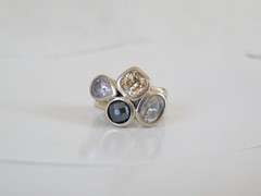 Silpada Sterling Silver CZ Hematite Quartz Wine Flight Ring Size 5