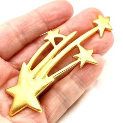 Vtg Casual Corner Gold Tone Brooch Pin LG Shooting Stars Comet Rare 1980s R