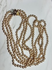 Nolan Miller 3 Strand Faux Pearl Necklace 17” Long 195 Grams