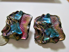 Vntage Boho 1980s Memphis Polymer Clay Pierced Earrings 2″