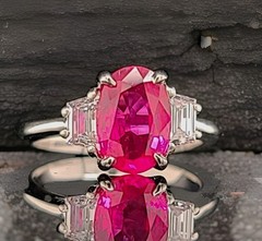 Vintage Platinum Engagement Ring 2.30ct. Natural Burma Oval Ruby AGL CERT