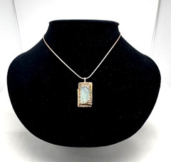 Vintage 925 Silver And Gold Necklace With Green Stone Delicate And Special.