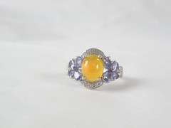 Vintage Sterling Silver 925 Fire Ethiopian Opal Tanzanite Butterfly Ring Size 7