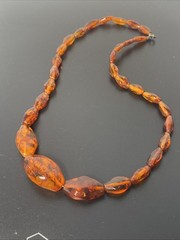 Vintage Natural Amber Pendant Sterling silver Clasp 52cm Length 23.5 Grams