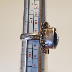 Vtg Sterling Silver & Caribbean Blue Green Quartz Ring Ornate Artisan Boho Sz 9