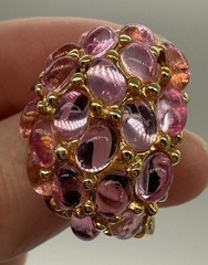 VTG SIGNED KJL KENNETH JAY LANE FAUX PINK JELLY BELLY CLIP ON EARRINGS NICE!