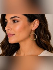 Vintage Gold Tone Textured Hoop Earrings | Boho Wire Wrapped Circle Dangle Earri