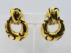 Vintage Jackie Collins Haute Couture Gold Tone Runway Door Knocker Clip Earrings