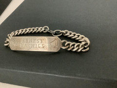 VTG Mens Heavy Sterling Silver Marine Navy Radio Officer ID bracelet 7.25″ 30g