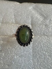 Vintage Silver 925 Soviet Era USSR Women’s Ring Stone Nephritis 8.75 size 4.65g