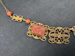 Antique Czech Brass and Glass Necklace