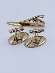 Vintage Swank Mid-Century Gold-tone Cufflinks and Tie Bar Set in Orininal Box