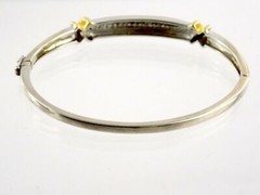 Abraham David Lowenstark Sterling Silver Diamond Hinged Bracelet ADL 925 7 Inch