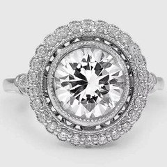 Art Deco Style 2.5Ct Round Lab Created Diamond 14K White Gold FN Engagement Ring
