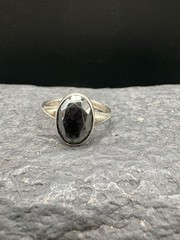 SZ 9.75 Mens Vintage Sterling Silver Hematite Signed Uncas Estate Ring 925