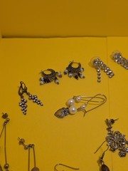 22 Pairs MCM Retro Vintage Fun Pierced Earrings Rhinestones Faux Pearls Beaded
