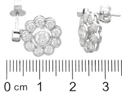 Antique 2.25Ct Diamond and 18k White Gold Cluster Earrings Circa 1930