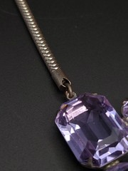 Vintage Purple Juliana Style Amethyst Glass Rhinestone Choker Necklace 14″