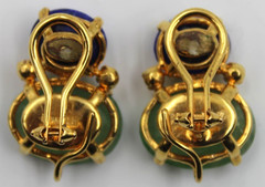 Bounkit Jewelry Faceted Blue & Green Gemstone Clip On Earrings