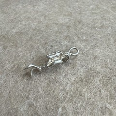 Vintage Sterling Silver Scuba Diver Pendant for Necklace Jewelry Sea Adventure