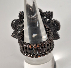 Vintage Blue Green Rhinestone Cluster Cocktail Ring Stretch Band Chic Maximalist