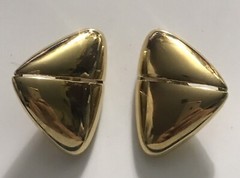 Quality Vintage Large 1 3/4” clip-on Earrings Gold Fortune Cookie
