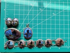 Vintage Alfano Brazil Butterfly Wing Jewelry Set Estate Find