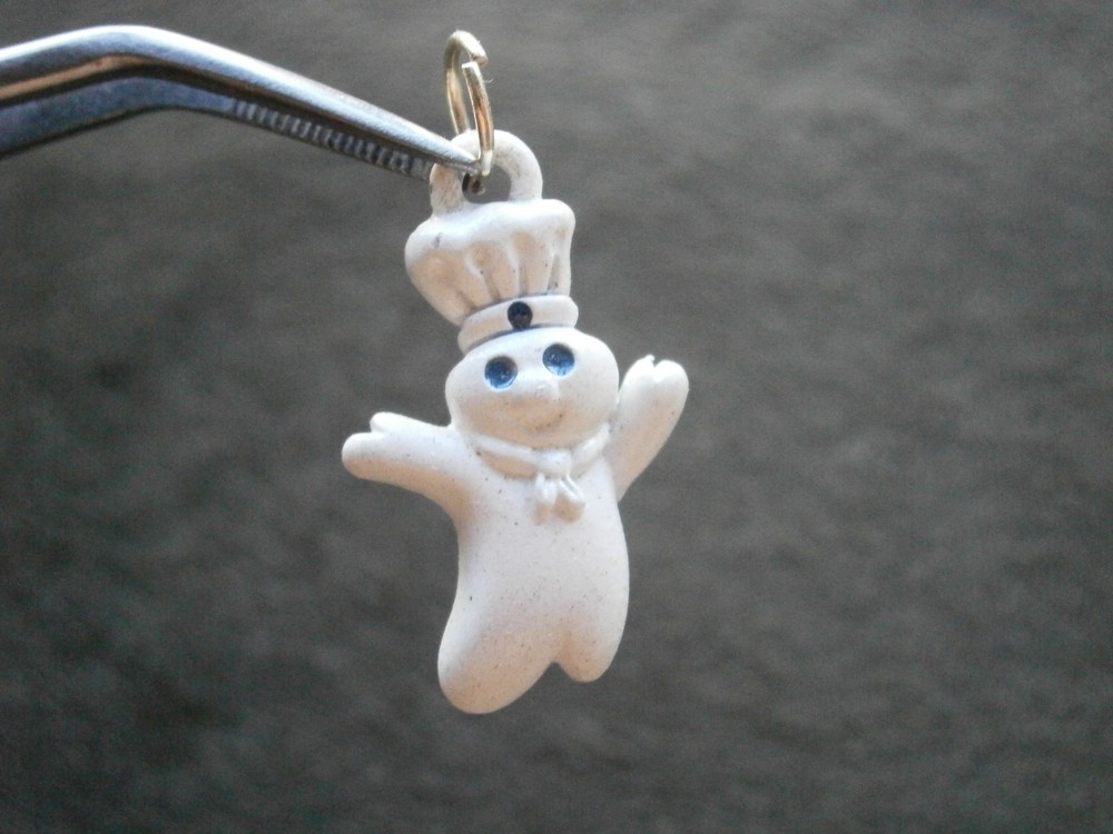 Pillsbury Doughboy Vintage White Enamel Metal Bracelet Charm Pendant 3.1g