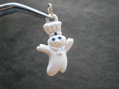 Pillsbury Doughboy Vintage White Enamel Metal Bracelet Charm Pendant 3.1g