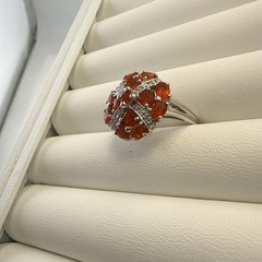 Chuck Clemency Ring Orange Gemstone Sterling Silver STS 8.25 Cluster QVC 925