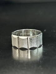 Ring Sterling Size 7 Sliver Square Block Band Rectangle Cut Carve Vintage