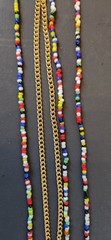 Vintage 1960s Multi Strand Rainbow Seed Bead Necklace Clip On Earrings Hong Kong