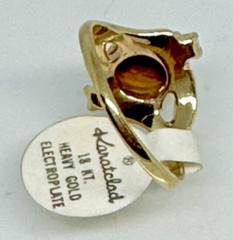 Vintage Uncas Tiger’s Eye Ring 18k Heavy Gold Electroplate NOS NWT Sz7.5