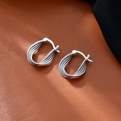 New 1Pair Vintage 925 Silver Plated Twist Earrings for Women Alloy Jewelry