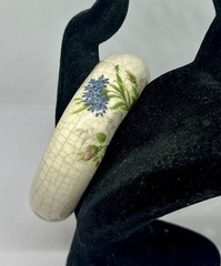 Vintage Porcelain Ceramic Bangle Bracelet Crackle Hand Painted Floral Design