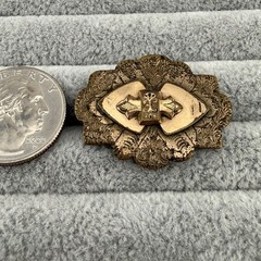 Antique Victorian Period Engraved Ornate C Clasp Back 1 3/8″ Brooch Pin #62200