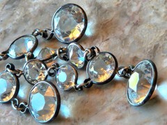 Antique Edwardian Art Deco Sterling Riviere Rock Crystal Rhinestones Necklace