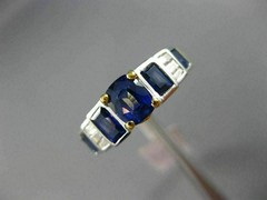 ESTATE 2.46CT DIAMOND & SAPPHIRE 18KT TWO TONE GOLD 3D FILIGREE ENGAGEMENT RING